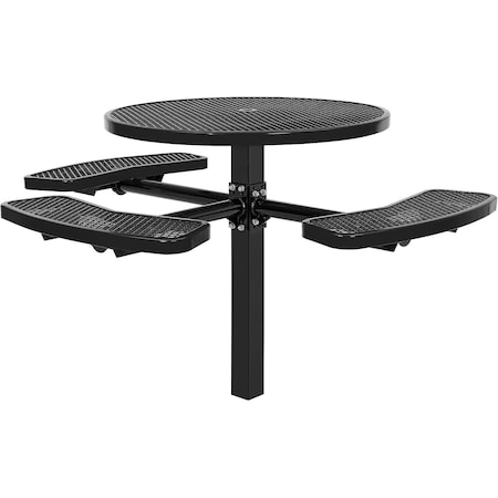 Global Industrial Round Picnic Table, Black, In Ground Mount, ADA Compliant, 46 in 695294BK